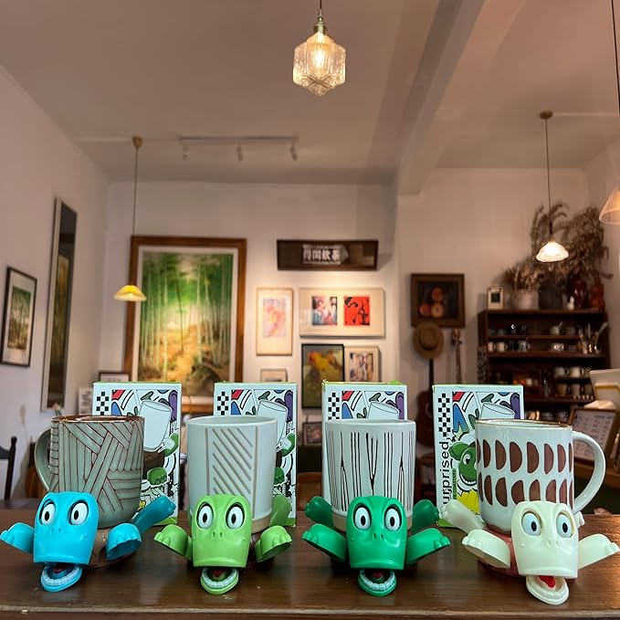 JOD® Turtle Cup Holder,Turtle Coaster with Funny Expression, 4 PCs Cup Holder with Liftable Limbs & Expressive Face for Turtles,Tortoise Lover Gag Gifts Home Decor(4pc-Light Green Green Blue Pink)
