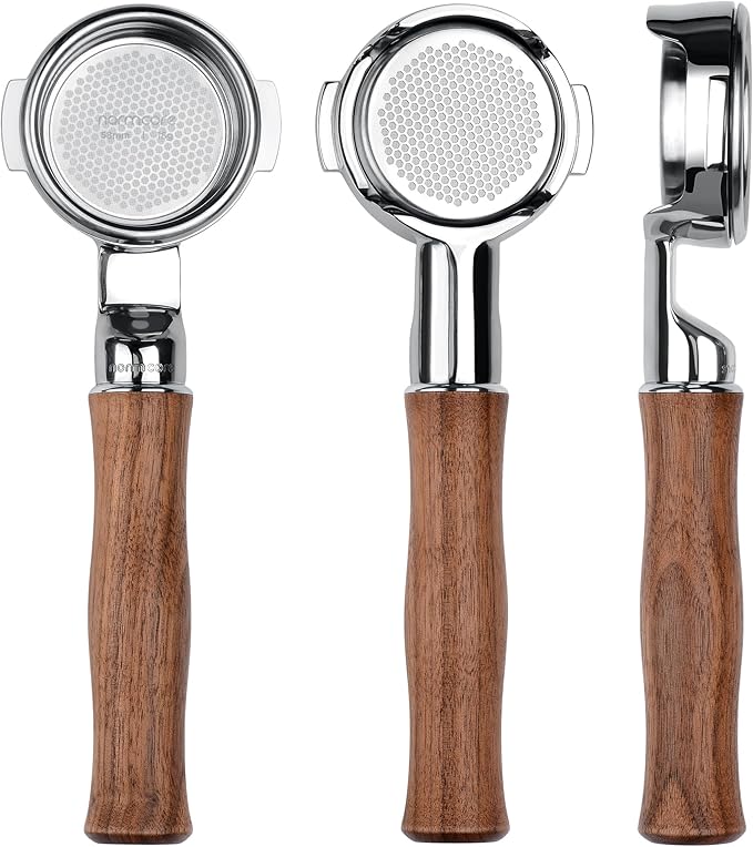 Normcore Slim Bottomless Portafilter with High Extraction Basket Fits E61 Group Head, Lelit, ECM, Rocket, Sanremo, Slayer, American Walnut Handle; Not for Ascaso, Decent, Profitec Go, Flair 58