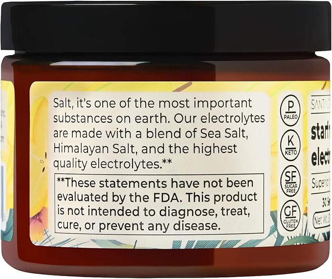 Santa Cruz Paleo Electrolyte Powder, Starfruit Flavor, Sugar Free Hydration Drink Mix with Himalayan Pink Salt, Sea Salt, Magnesium Glycinate, Potassium Chloride, Sweetened with Stevia, 30 Servings