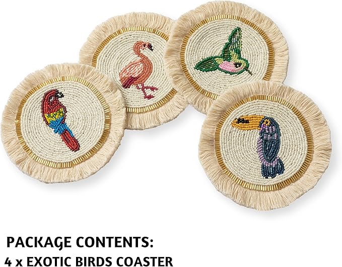 Folkulture Decorative Coasters for Coffee Table | 5.5" Farmhouse Coasters for Table Decor | Rustic Drink Coaster for Cocktails | Round Beautiful Coaster