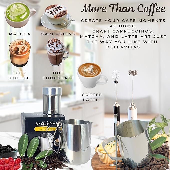 Milk Frothing Pitcher Set 12oz/350ml, 304 Stainless Steel Milk Frother Cup with Cocoa Shaker, Latte Art Pen, Stencils, Espresso Machine Accessories & Coffee Barista Tools Latte Pitcher Gift