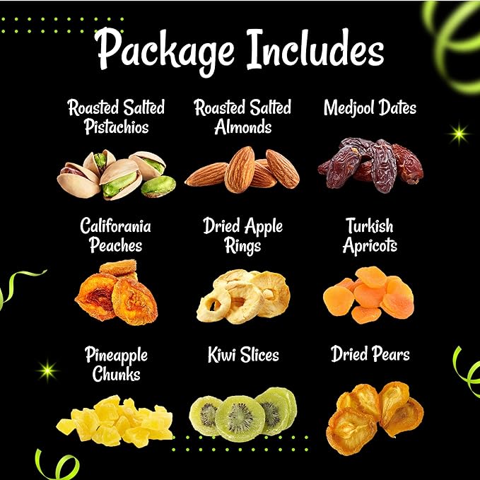 Oh! Nuts Dried Fruit and Nut Gift Basket - XL 18 Variety Gourmet Assorted Fruits and Nuts Gift Baskets - Holiday Gift Box - Food Snack Box for Birthday, Corporate - Gift for Men, Women