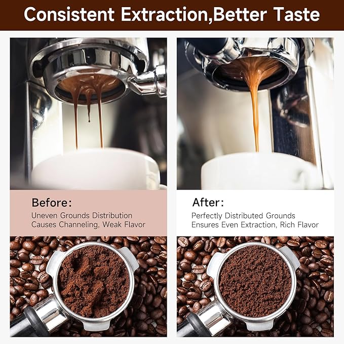 KitchenTour Espresso Accessories Kit 53.5mm, WDT Tool, Dosing Funnel and Puck Screen Set, 304 Stainless Steel Needle Coffee Distribution Stirrer, Portafilter Dosing Ring for Barista 53.5mm