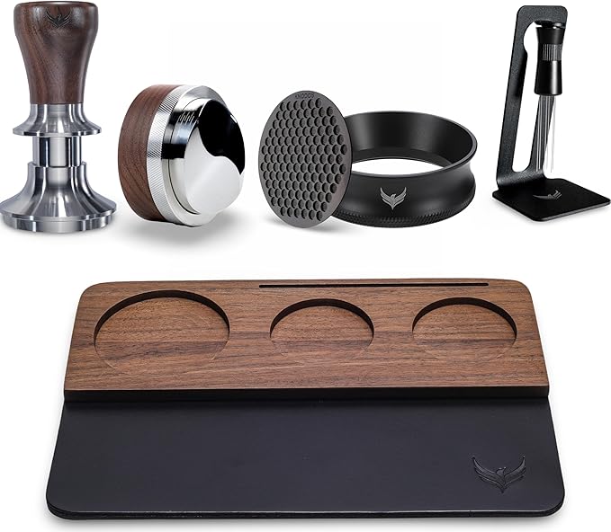 KNODOS 51.5mm Espresso Tamper Kit for La Pavoni Europiccola, Professional, Stradivari & Post-Millennium Models – Tamper, Distributor, Dosing Funnel, Puck Screen, WDT Tool & Walnut Tamping Mat