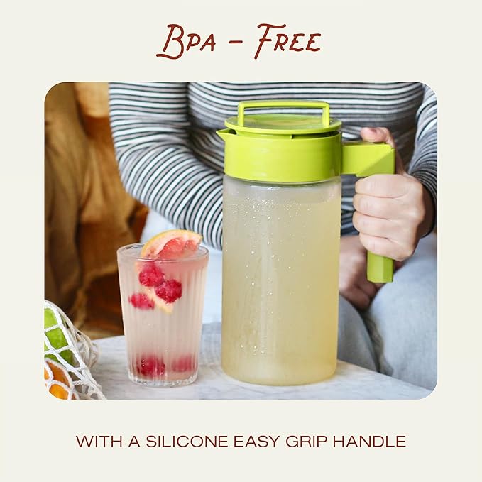 Takeya Flash Chill Iced Tea Maker - Versatile Tea Brewer for Loose/Bagged Tea - Patented Flash Chill Tech Hot/Cold Use BPA-Free Tritan Dishwasher Safe - Airtight Lid Made in USA - 2 Quart/Raspberry