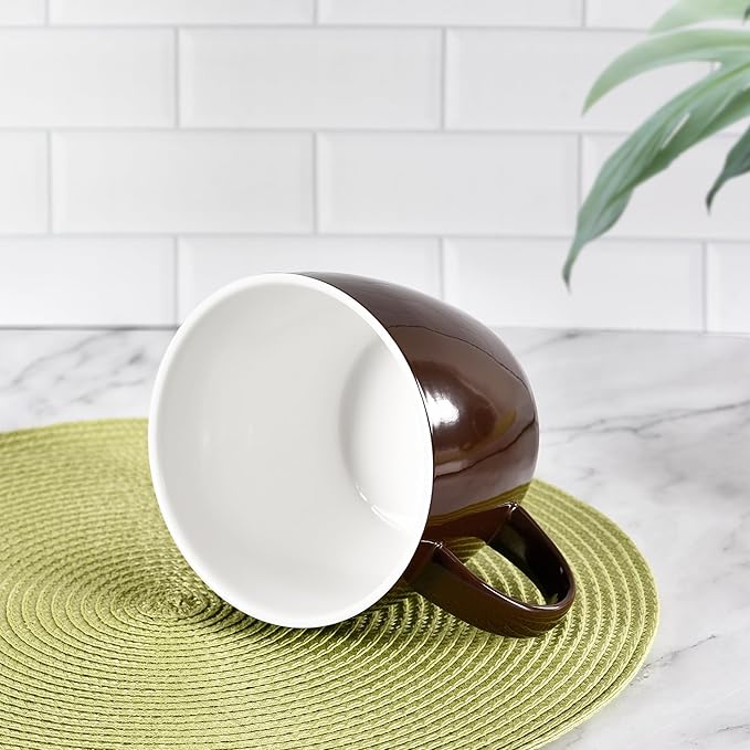 30oz Oversized Coffee Mug Porcelain Bowl Soup Cup with Handle to Take A Break with Favorite Coffee Tea or Soup, Embellished with Handmade Color Glaze for Whatever Cold or Hot Drink, Chocolate (Brown)