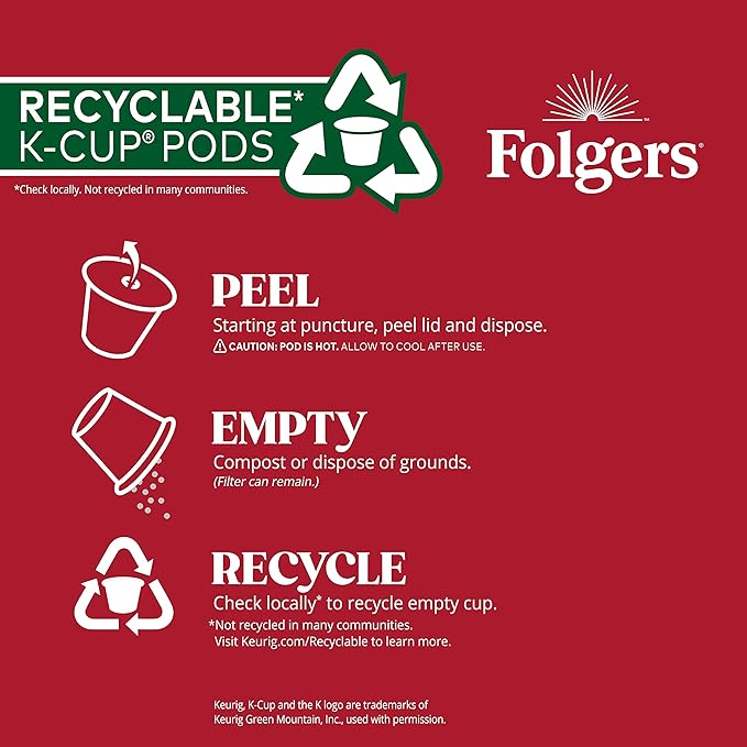 Folgers Buttery Caramel Artificially Flavored Coffee, Keurig K-Cup Pods, 10 Count Box (Pack of 6)