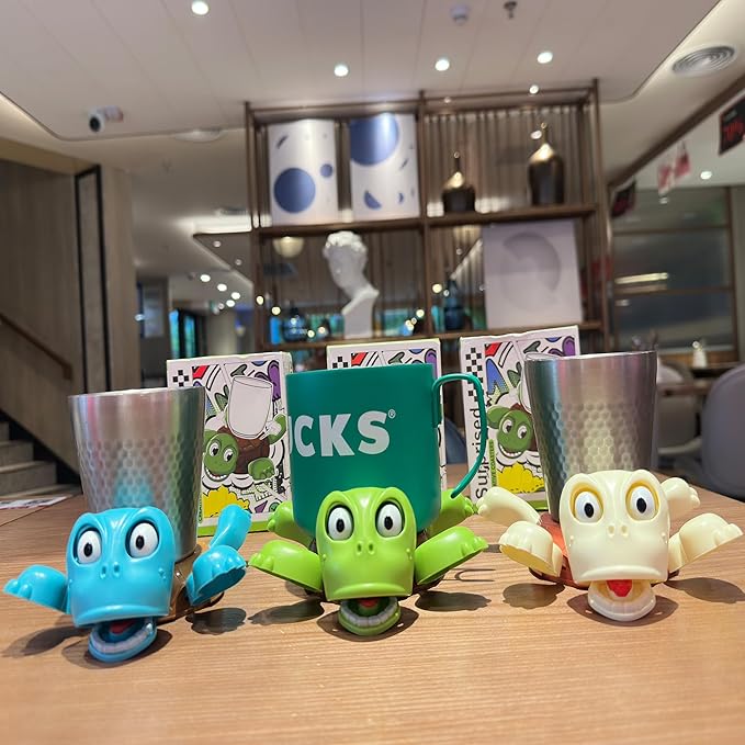 JOD® Turtle Cup Holder,Turtle Coaster with Funny Expression, 3 PCs Cup Holder with Liftable Limbs & Expressive Face for Turtles,Tortoise Lover Gag Gifts Home Decor(3pc-Light Green Blue Pink)