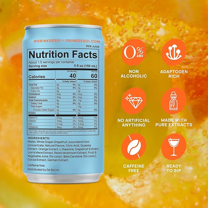 De Soi Haute Spritz Set Mocktails NA Drinks 12 pack - Adaptogen Drink, Sparkling Drink with Calming Botanicals, Mocktail Drinks, Gluten Free, No Artificial Flavors - Haute Margarita + Spritz Italiano)