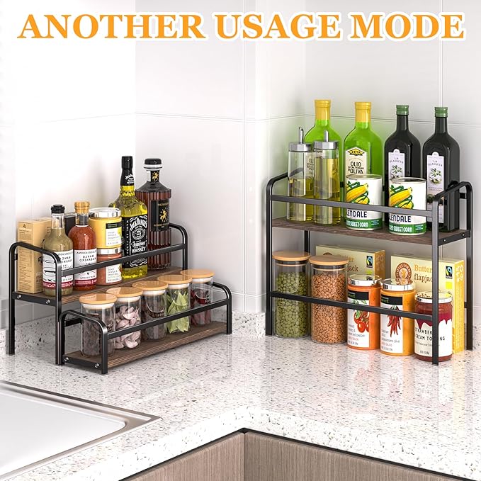 DTUQYX Coffee Syrup Organizer 3-Tier: Vintage Coffee Syrup Rack 12 Bottles Capacity, Free-Installation Coffee Station, Wine Rack for Countertop, Tiered Spice Racks for Cabinet, Bottle Display Shelf