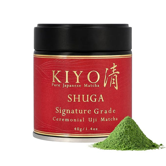 Kiyo Matcha Signature Grade Shuga Ceremonial Uji Matcha - Pure Japanese First Harvest Ceremonial Grade Matcha Green Tea Powder from Uji, Japan (40g/1.41oz)