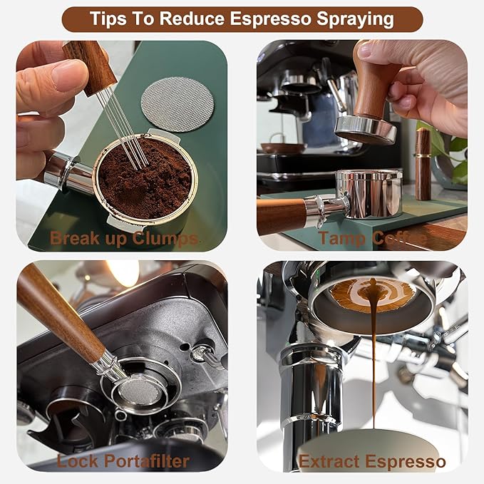51mm Bottomless Portafilter 2 Ears with WDT Tool & Puck Screen, Stainless Steel Filter Basket and Rosewood Handle, Compatible with Delonghi ECP3420/EC155/EC260, ECP3120/3220/3630