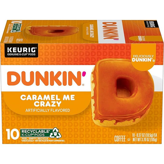 Dunkin' Coffee Keurig K-Cup Pods, Caramel Me Crazy, 10 Count (Pack of 1) - Packaging May Vary