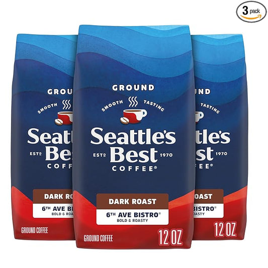Seattle’s Best Coffee, Dark Roast Ground Coffee, 6th Ave Bistro, 100% Arabica, 3 Bags (12 oz Each)