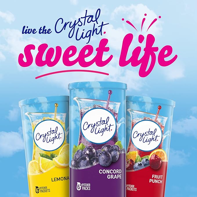 Crystal Light Sugar-Free Concord Grape Low Calories Powdered Drink Mix 6 Count Pitcher Packets (Pack of 4)
