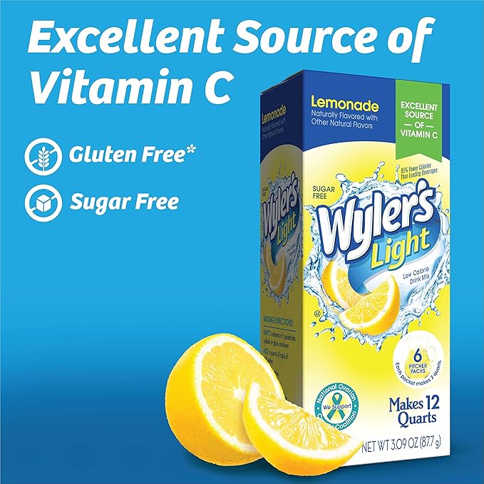 Wyler's Light Pitcher Packs, Water Drink Mix, Lemonade,6 Pitcher Packets