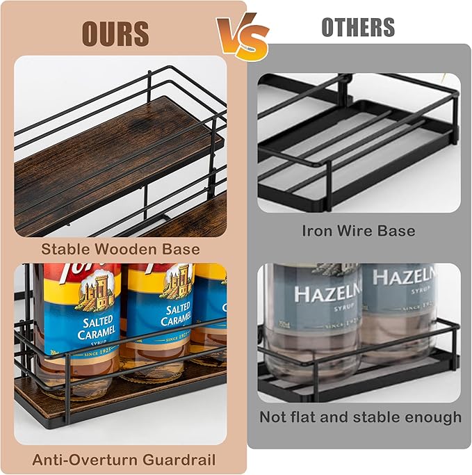 EFYSE Coffee Syrup Organizer rack, 2 Tier Syrup Holder(6 Bottle Capacity) for coffee bar syrup storage,kitchen condiment organization and wine display.