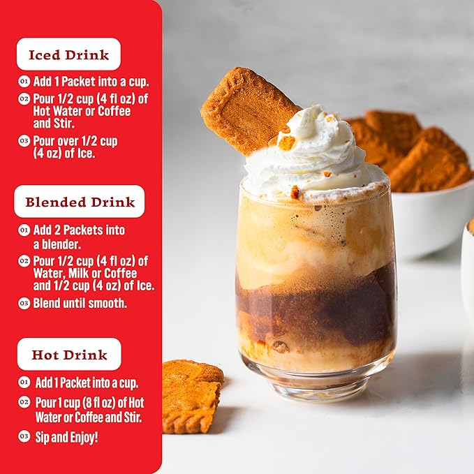The Frozen Bean Cookie Butter Frappe & Latte Instant Mix (10 Sticks), Made with Arabica Coffee, Double Shot Caffeine, Low Sugar & Premium Ingredients, Hot, Iced, or Blended Drinks