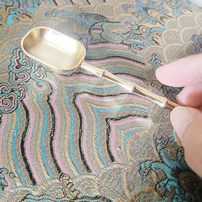 Measuring Spoons with Long Handle, Coffee Scoop, Tablespoon and Teaspoon Scoops Set of 2, Gold Art Style Metal