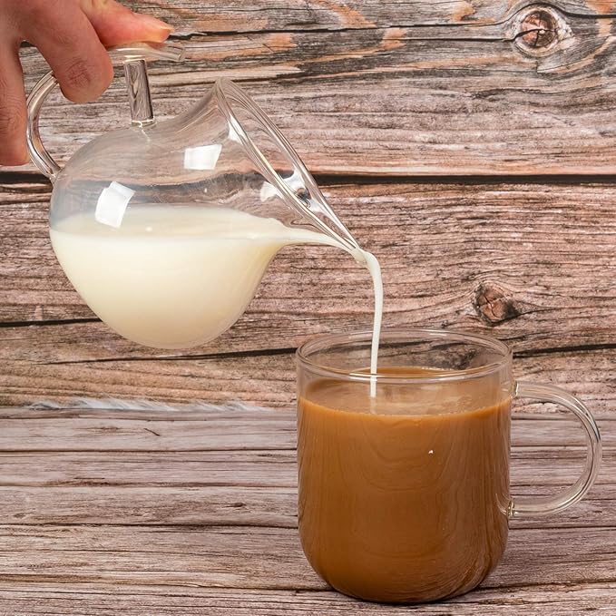 ELITEA Clear Glass Creamer Pitcher Milk Cream Tea Serving Pitcher (250ml, 8.5 oz. fl)