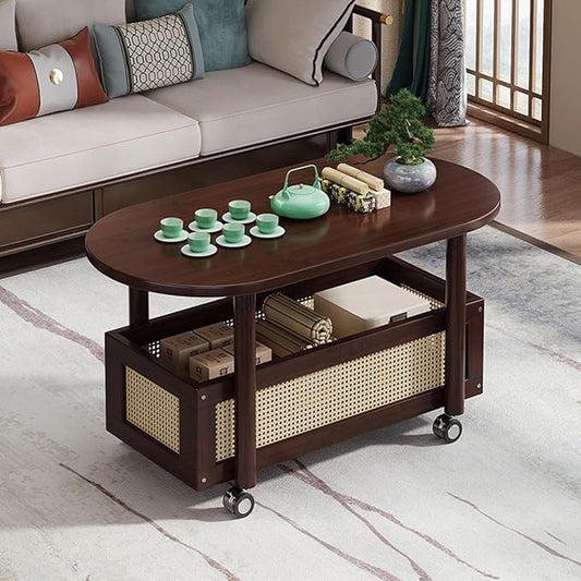Small Coffee Bar Cart with Storage, Coffee Table Station Organizer, 2-Tier End Table for Home Buffets & Sideboards, Office Station for Kitchen, Entryway, Living Room(60x58cm(23.6x22.8))