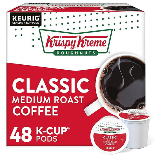 Krispy Kreme Doughnuts Classic, Keurig Single Serve K-Cup Pods, Medium Roast Coffee 48 Count
