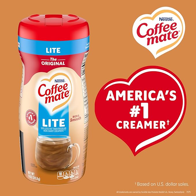 Nestle Coffee mate Coffee Creamer, Original Lite, Non Dairy Powder Creamer, 11 oz (Pack of 12)