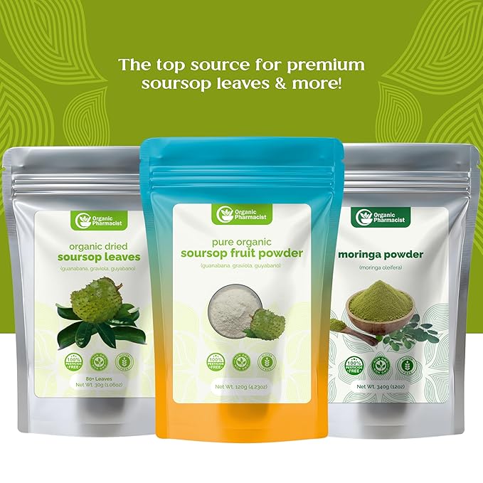 Organic Pharmacist Premium Soursop Tea Bags, Graviola Leaf Tea, Guanabana Teas, Guyabano Herbal Tea, Soursop Bitters Teas, Shredded Ground Leaves, 25 Count, New & Improved