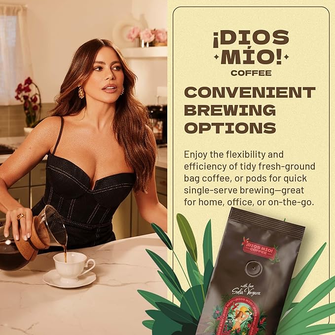 Dios Mio Coffee by Sofia Vergara, Dark Roast, Ground Premium Colombian Coffee, 12 Ounce Bag