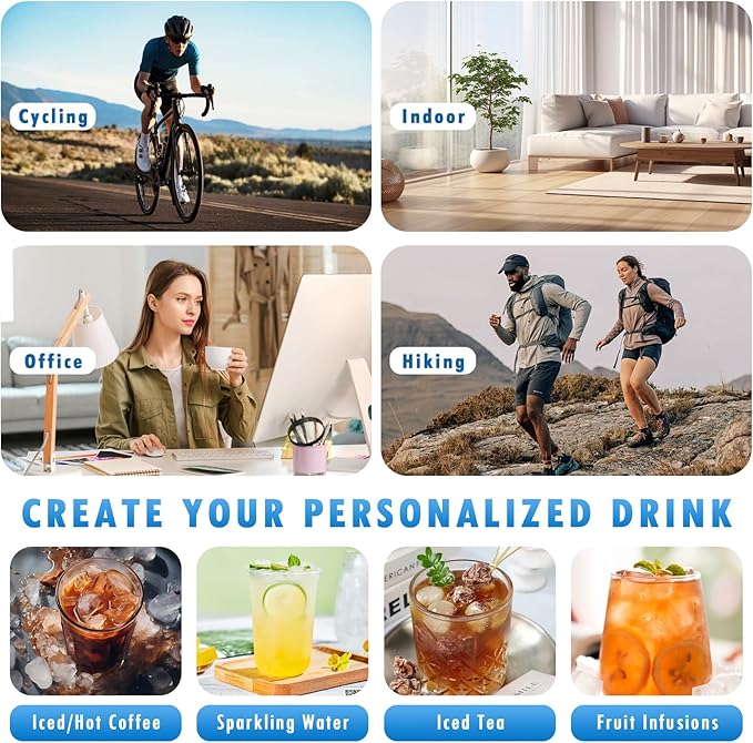 OneNine BPA Free Water Bottle, 27oz/800ml Fruit Infuser Water Bottles, Cold Brew Coffee Maker Tea Bottle with Infuser, Leakproof Portable Large Cold Brew Bottle for Travel Outdoor, Gyms, Offices(Blue)