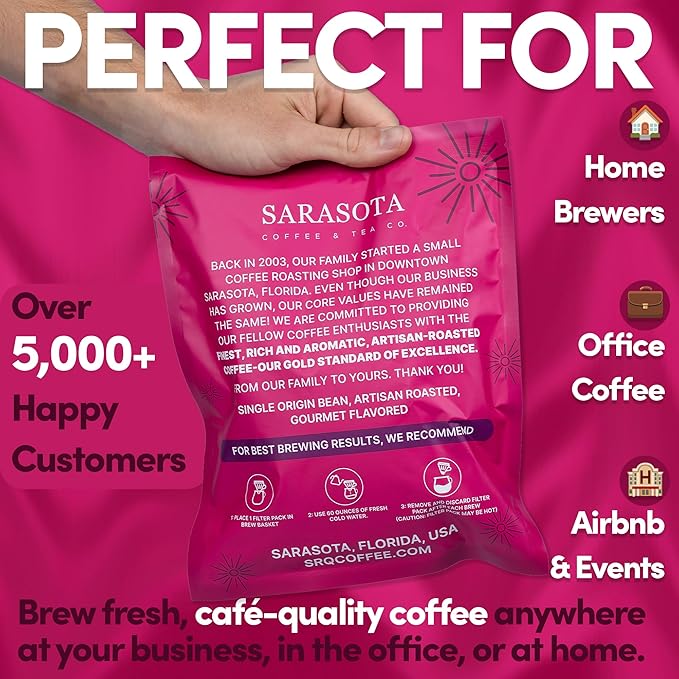 Ground Flavored Coffee In Filter Packs | Medium Roast Low Acid Mold Free Pouches | Sampler Packets | Sweet Cream Jamaican Me Crazy Gourmet Powder Bags for 10-12 Cup Drip Maker | Highest Rated Individual Premeasured Coffee
