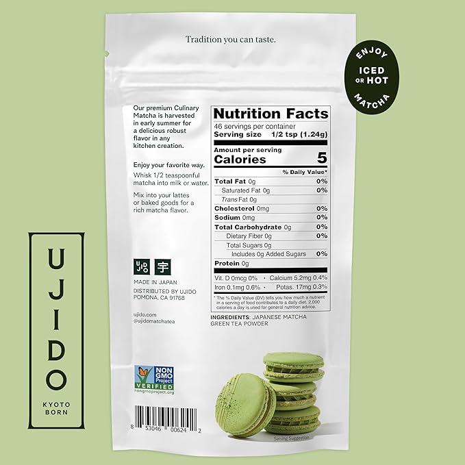 Ujido Summer Harvest Culinary Matcha, 2 oz., 46 Servings – Culinary Grade Japanese Matcha Powder – Gluten Free & Keto Friendly – Smooth, Mellow Flavor – for Teas, Lattes, Cooking, & Baking