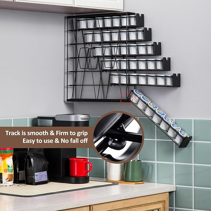 ZCDCP for K Cup Coffee Pod Holder, K Cup Holder Drawer Wall Mounted Coffee Pod Organiser (Holds 42 Coffee Pods)