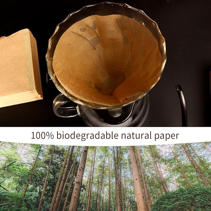 Clinuse Cone Coffee Filters #2, 200 Count Unbleached Size 02 Coffee Filter, Disposable Natural Paper Filters 2-4 Cup, 02 Cone Filters for Pour Over and Drip Coffee Maker