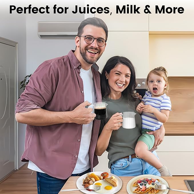 2 Pack 8.5 Ounces Glass Pitcher Small Pitcher Milk Frother Cup Mini Creamer Container Tea Serving Carafe Heat Resistant Breast Milk Pitchers for Coffee Bar Kitchen Essentials