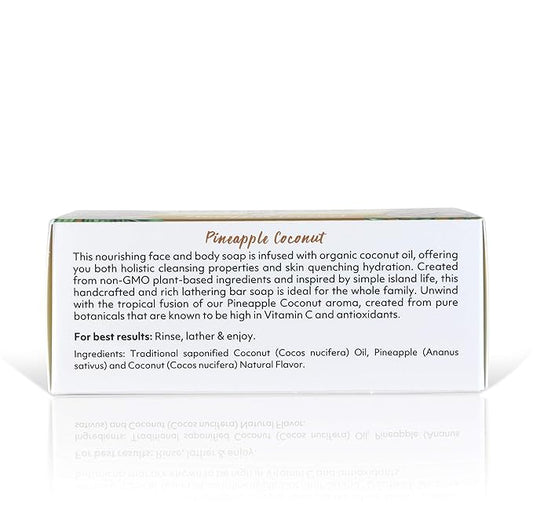 "Coco Fiji Soap Bar for Face and Body Infused With Organic Coconut Oil, Pineapple Coconut Essential Oil, Natural Soap for Moisturizing & Pore Purifying Skin, 7 oz, Pack Of 3 "