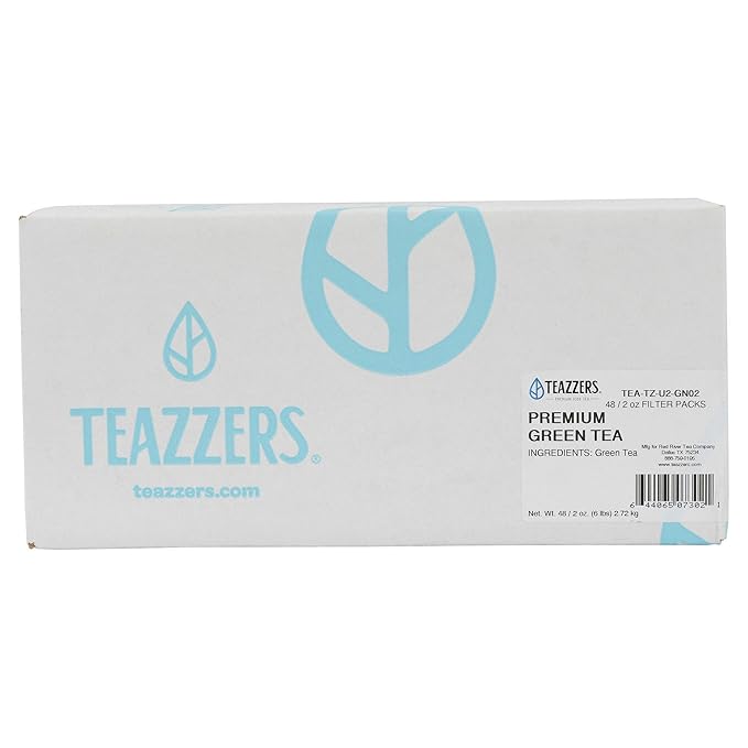 Teazzers Premium All-Natural Green Tea Bags – Great for Foodservice Commercial Ice Tea Brewers | Unsweetened USA-Made Bulk Green Tea for Restaurants, Cafés & Home Brewing (2 ounce, 48 Count)