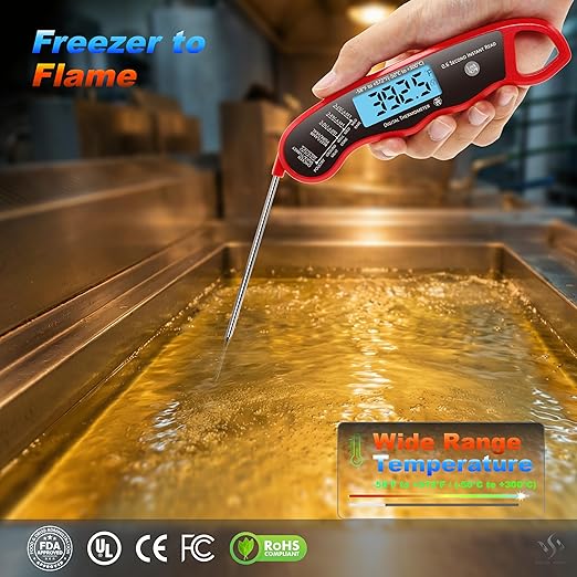 0.6S Instant Read Digital Meat Thermometer Probe/Pen，Factory‑Calibrated/Waterproof/Backlit/Magnetic/Flip Display/Motion Sensor:Outdoor BBQ, Barbecue Grilling, Smoking, Oven, Baking, Oil, Candy