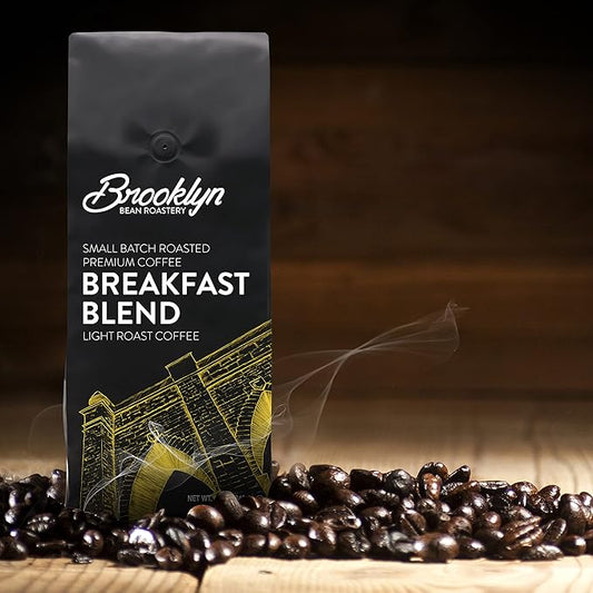 Brooklyn Beans Breakfast Blend 100% Arabica Craft Roasted Ground Coffee, Light Roast, 12 Ounce Bag