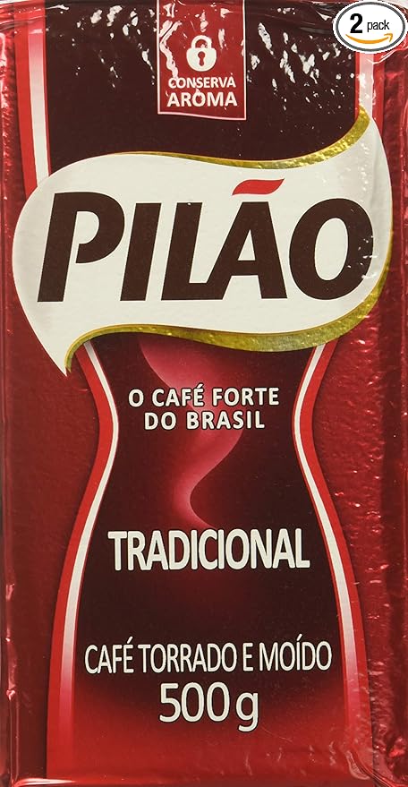 Coffee Rost and Ground - Café Torrado e Moído - Pilao 17.60oz. (500g) - GLUTEN-FREE - (PACK OF 02)