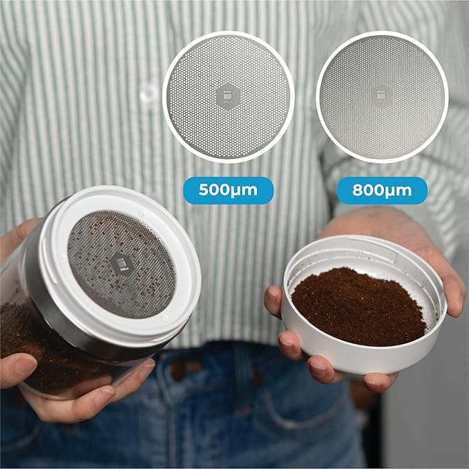 Coffee Sifter/Sieve for Microfines in Coffee Grounds - 2 Stainless Steel Filters Included - 800um for Coarse Ground, 500um for Medium Ground