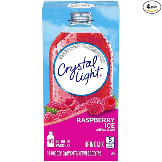 Crystal Light On The Go Raspberry Ice, 10-Packet Boxes (Pack of 4)