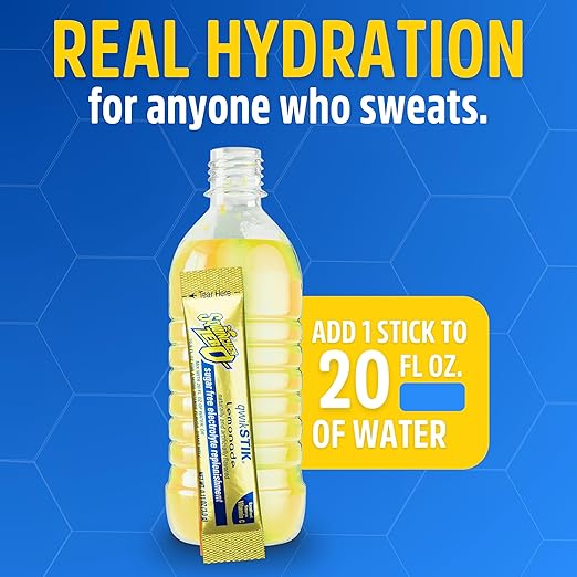 Sqwincher Zero Qwik Stik, Lemonade, Sugar Free, Low Calorie, Low Sodium Electrolyte Powder Hydration Drink Mix, .11 0z Packet (Pack of 50)