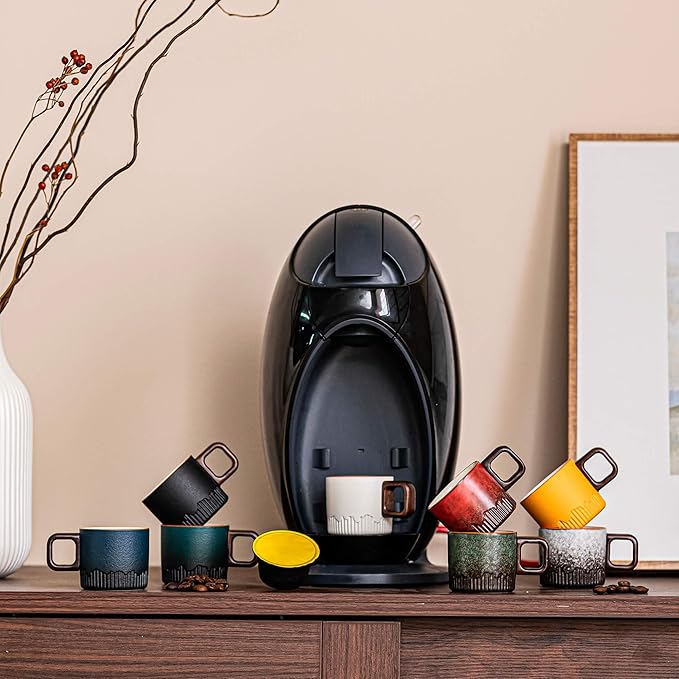 Zurucily Espresso Cups Set of 2, 2 oz Ceramic Espresso Cups, Demitasse Cups for Tea or Coffee (Red)