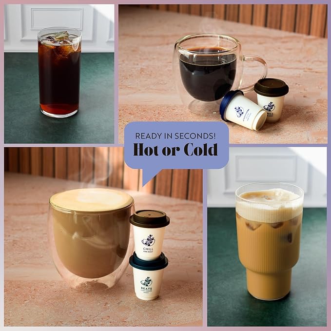 COZY INDIGO COFFEE - BEATS Cold Brew Light Medium Roast Instant Freeze Dried Specialty Coffee, 24 Capsules, 100% Arabica Beans, Dissolves Instantly, Enjoy Cold or Hot, Perfect for Travel and On The Go