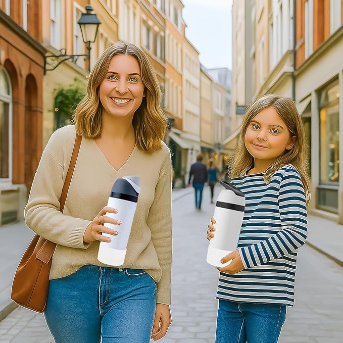 Mity rain 2PCS Protective Boot Compatible with Owala Kids Water Bottle 16 oz &14 oz, Silicone Boot Accessories for Owala Kids FreeSip 16oz & Flip 14oz (White)
