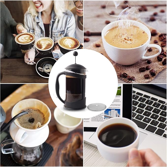 Boao 24 Packs French Press Replacement Cafetiere Filter Mesh Screen Coffee French Press Filters, 4 Inch Stainless Steel Reusable, for 8 Cup/ 34 OZ/ 1000 ml Coffee Tea Makers
