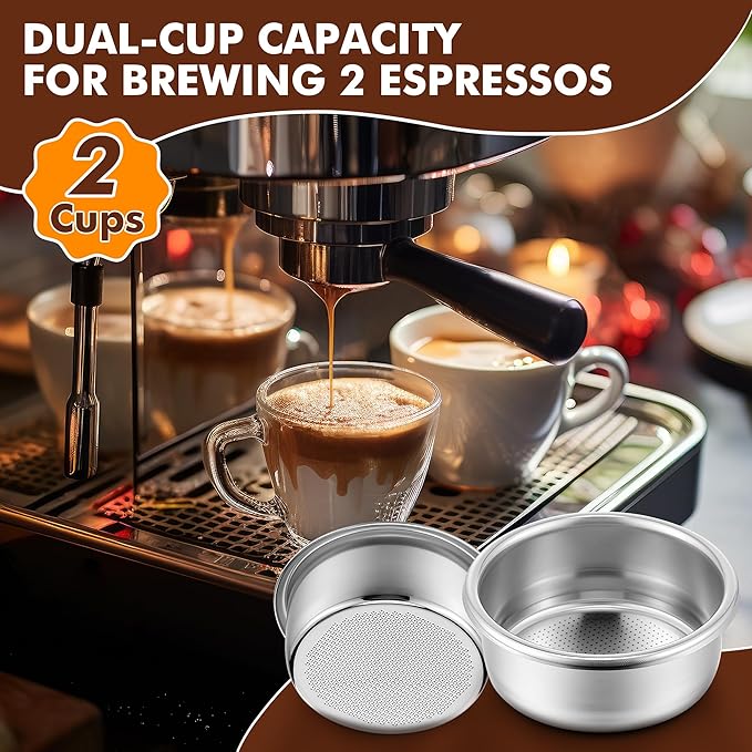 Dunkive 1 Pack 54mm Dual Wall Portafilter Basket Compatible with Breville Espresso Machines BES860XL/11.41, BES870, BES880, BES875, Two Cup Dual Wall Filter Replacement (Multi Port,Gray)