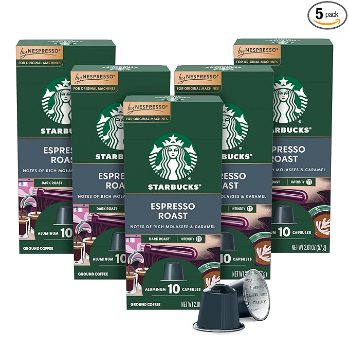 Starbucks by Nespresso Original Line Dark Roast Espresso, 50-count Espresso Pods