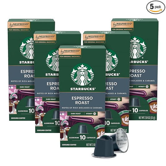 Starbucks by Nespresso Original Line Dark Roast Espresso, 50-count Espresso Pods